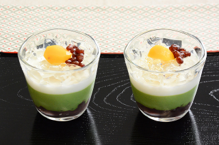 抹茶とミルクのゼリー