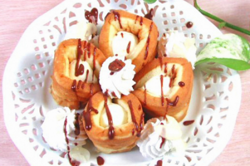 ワッフルのチョコレートトライフル